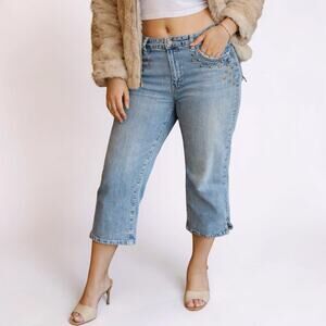 Vintage Y2K Baby Phat Studded Capri Jeans Cropped Split Hem Size 16